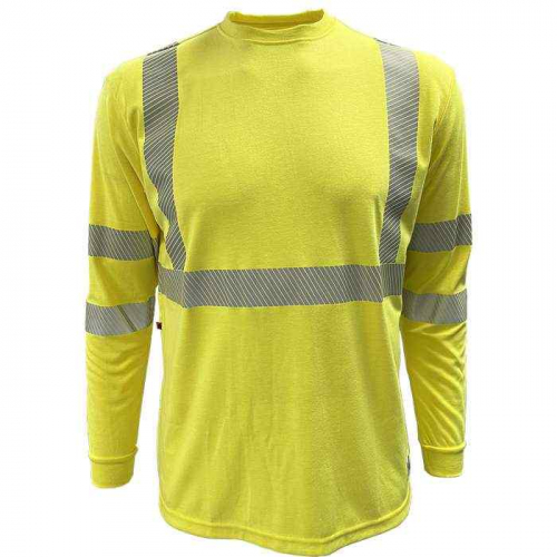 PIP 205FRGS-LM-SM, Reflective Apparel™, ANSI Type R Class 3 AR/FR Crew Neck Long Sleeve T-Shirt, H